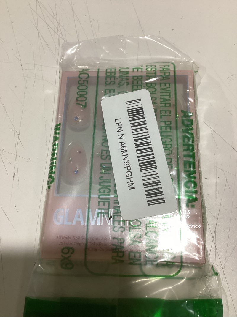 Condition photo showing New/Like New for Glamnetic Press On Nails - North Star Fake Nails | Semi-Transparent 3D Multicolor Gems Short Almond Fake Nails, Salon Quality | 15 Sizes - 30 Nail Kit with Glue