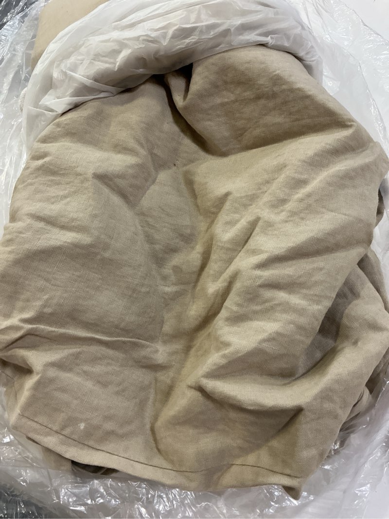 Condition photo showing As Is for european linen duvet cover, king/cal king, toffee