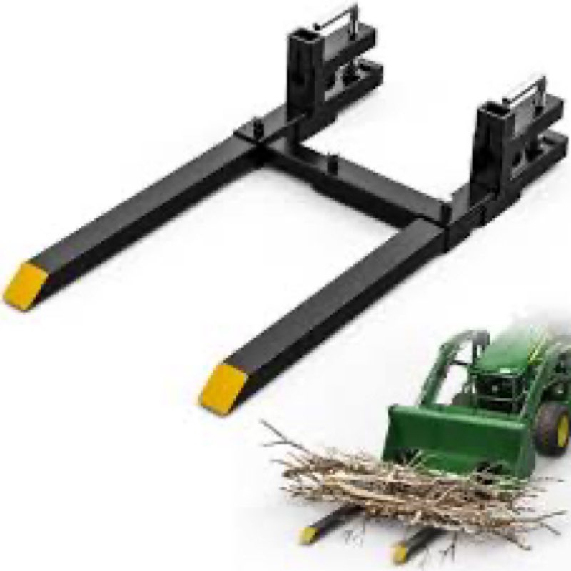 AUTOSAVER88 60" Clamp On Pallet Forks for Tractor Bucket, 4000lbs Pallet Fork with Adjustable Stabil
