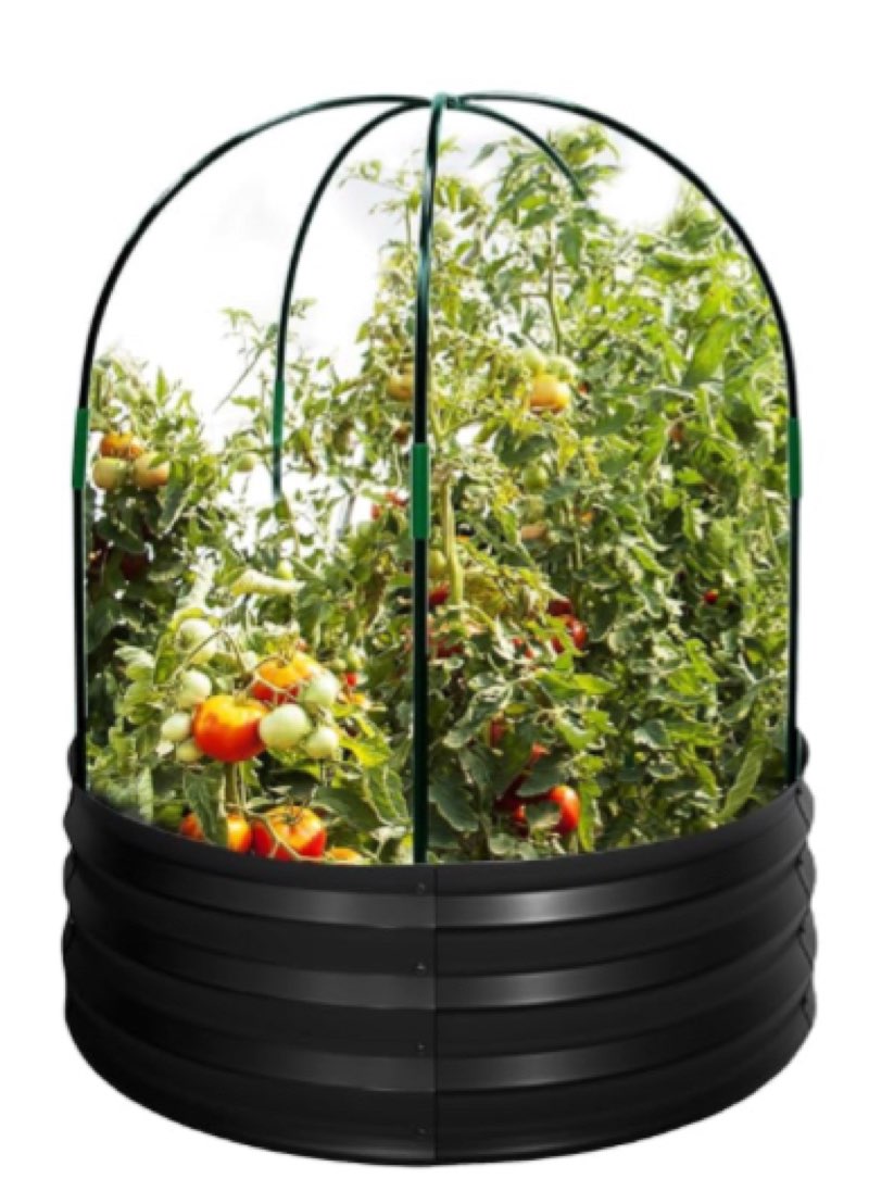 Metal Raised Garden Bed with Greenhouse, Outdoor Galvanized Steel Planter Box Kit with 2 Cover, 3 * 3 * 1FT