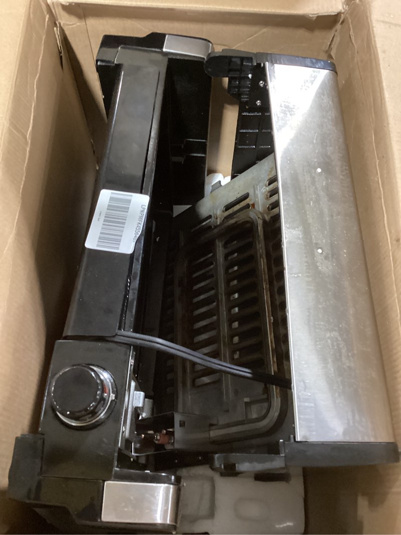 Condition photo showing As Is for Hamilton Beach Electric Indoor Searing Grill with Viewing Window & Adjustable Temperature Control to 450F, 118 sq. in. Surface Serves 6, PFAS-Free Removable Nonstick Grate, Stainless Steel Stainless Steel Viewing Window