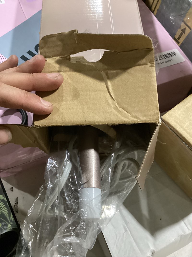 Condition photo showing As Is for conair double ceramic ¾-inch curling iron with claw clip, ¾-inch barrel creates tight curls, hair curler for use on short, medium, & long hair, white/rose gold white/rose gold 0.75 inch (includes claw clip)