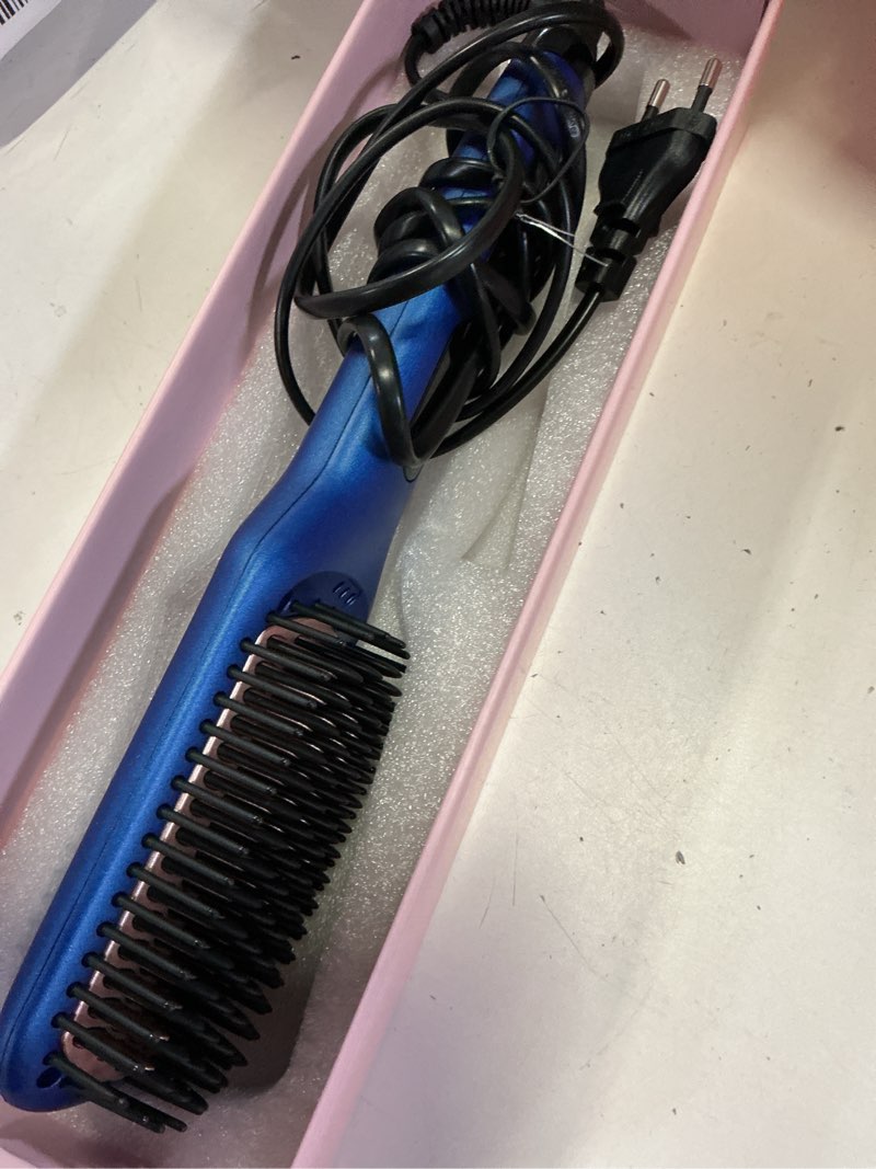 Condition photo showing Good Condition for megawise hair straightener brush pro, 20s fast heating ceramic ionic brush for frizzy & thick hair, anti-scald safety, dual voltage for travel (gentian blue)