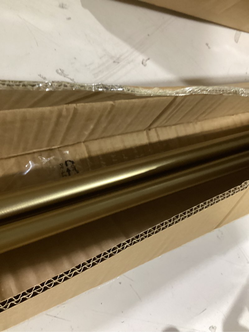 Condition photo showing Good Condition for warm gold curtain rods for window 72-144 inch, decorative curtain rod with ball finials, adjustable single drapery rod warm gold, 1 inch diameter heavy duty curtain rod warm gold 72-144"