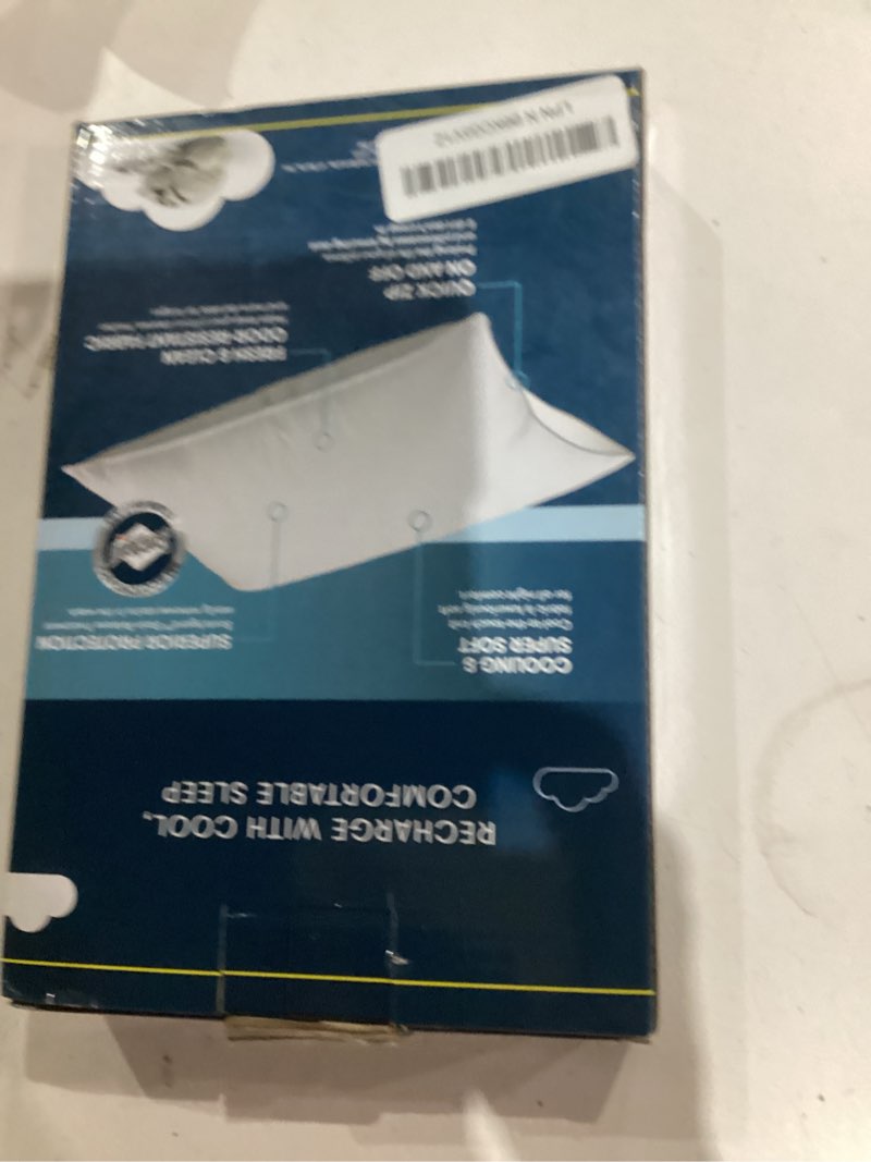 Condition photo showing Good Condition for Serta Power Chill Cooling Pillow Protectors, Stain Resistant and Zippered Pillow Protector, Protects Pillow from Dust and Dirt (2 Pack), Standard/Queen, White Queen White