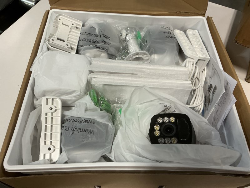 Condition photo showing Good Condition for solar security cameras wireless outdoor, 4 cam-kit, 4mp home security system with color night vision, 2.4g & 5g wifi, 360° pan & tilt, 32gb local storage, no subscription, motion detection, spotlight