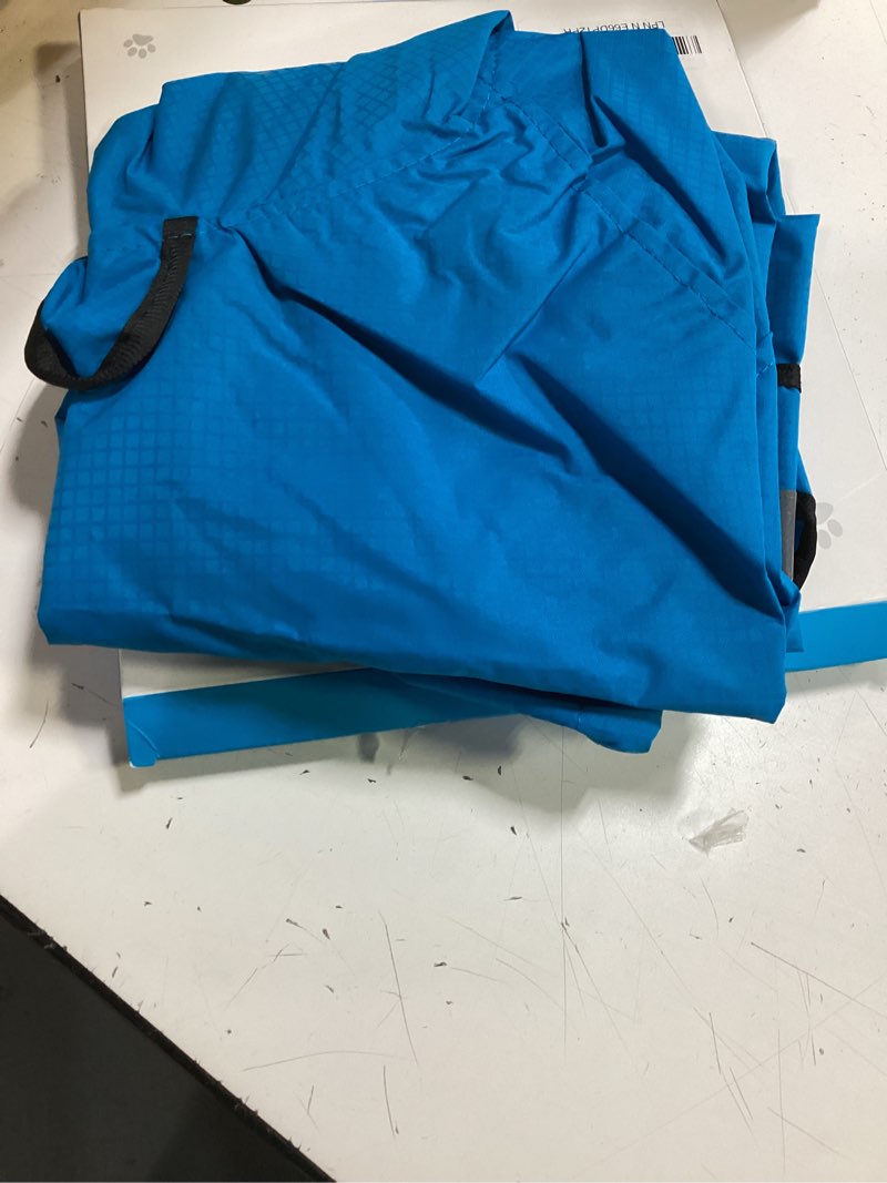 Condition photo showing Good Condition for waterproof hooded dog raincoat - adjustable reflective pet jacket, lightweight dog slicker poncho for small to x- large dogs and puppies (blue, large) blue large