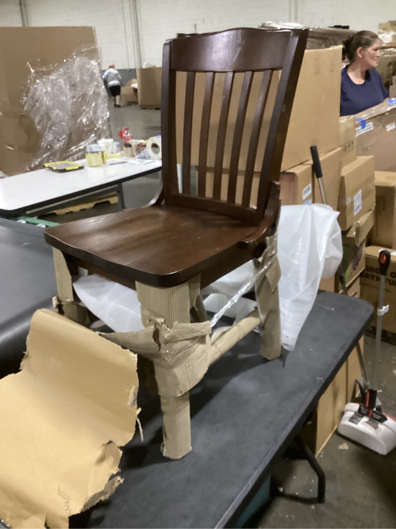 Condition photo showing As Is for emma + oliver school house back walnut wood chair