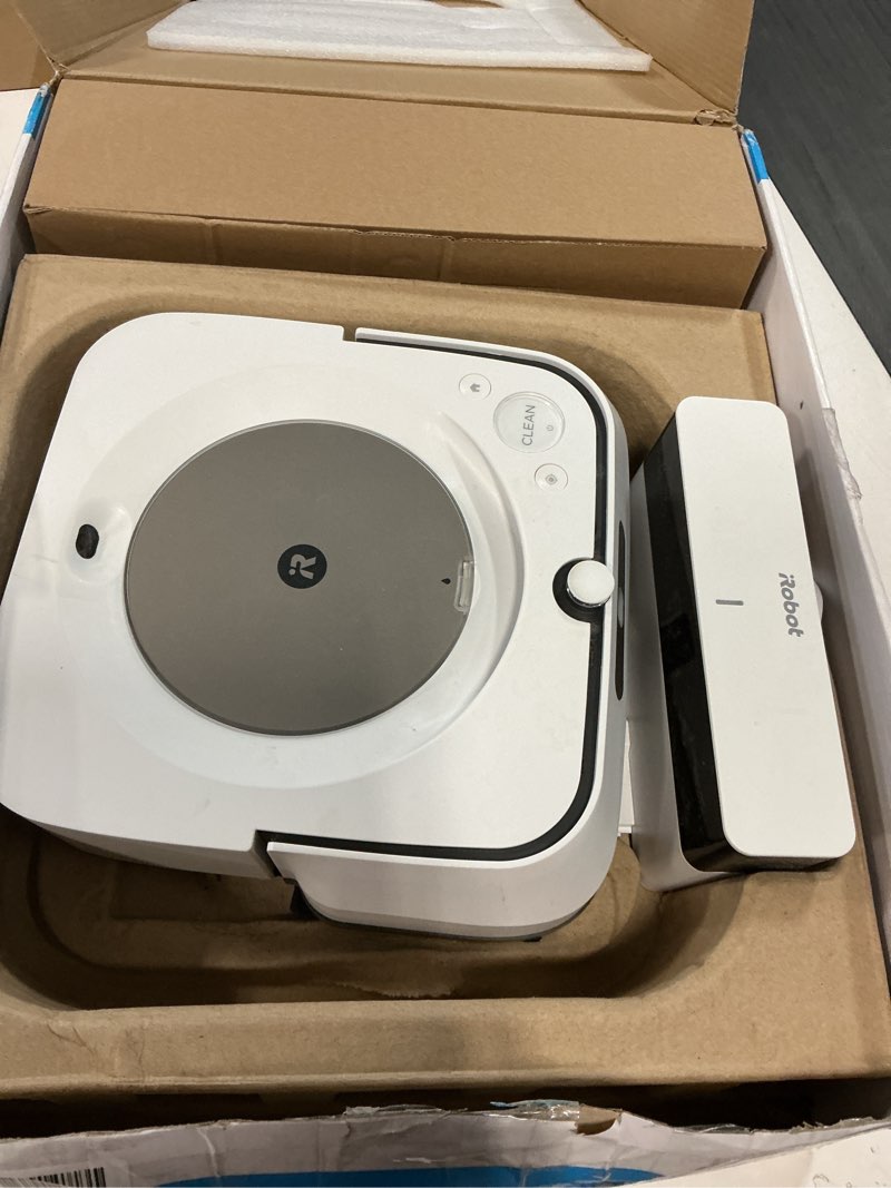 Condition photo showing As Is for iRobot Braava Jet M6 (6110) Ultimate Robot Mop- Wi-Fi Connected, Precision Jet Spray, Smart Mapping, Works with Alexa, Ideal for Multiple Rooms, Recharges and Resumes, White