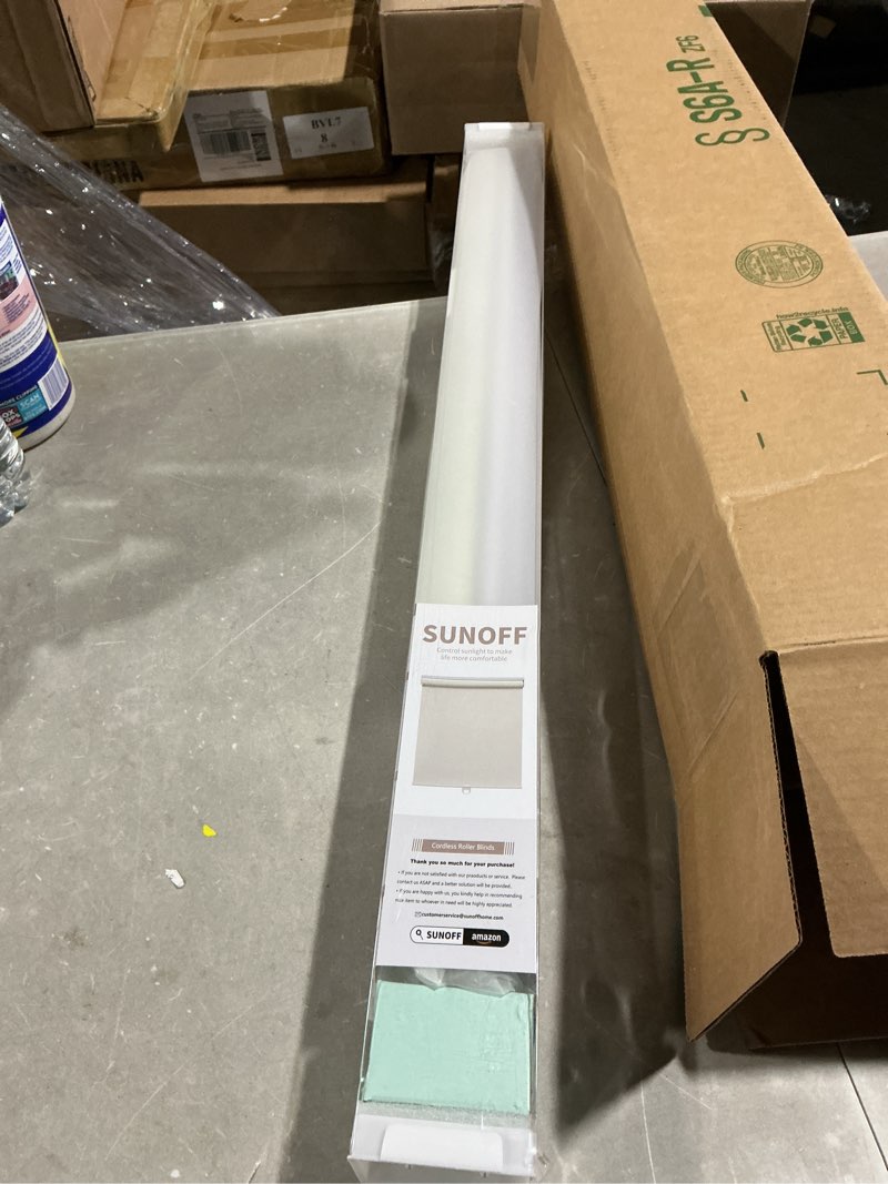 Condition photo showing Good Condition for blackout roller shades blinds cordless for windows pull down room darkening door blinds with thermal insulated easy to install for living room,bedroom,home,office bathroom beige 29" w x 72" h 29"w x 72"h beige