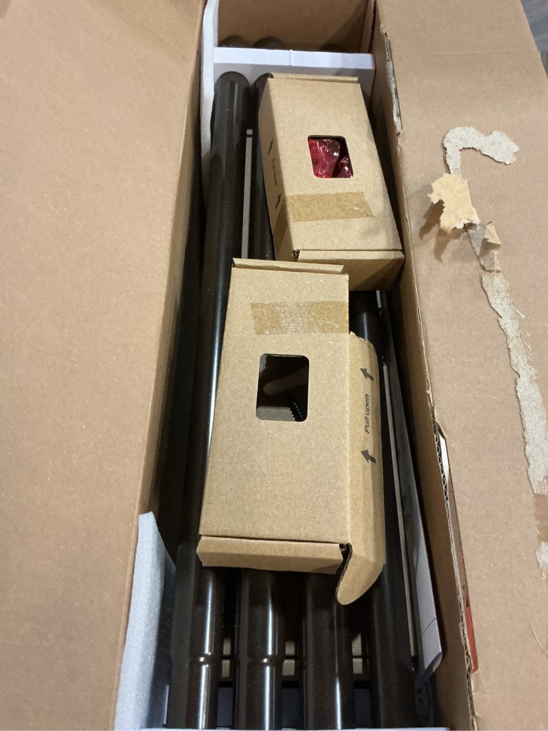 Condition photo showing New/Like New for bronze curtain rods 2 pack, hotozon curtain rods for window 32 to 58 inch, new splicing window rod for windows, 3/4 inch single drapery rod with netted finials antique bronze 32-58"(2 pack)