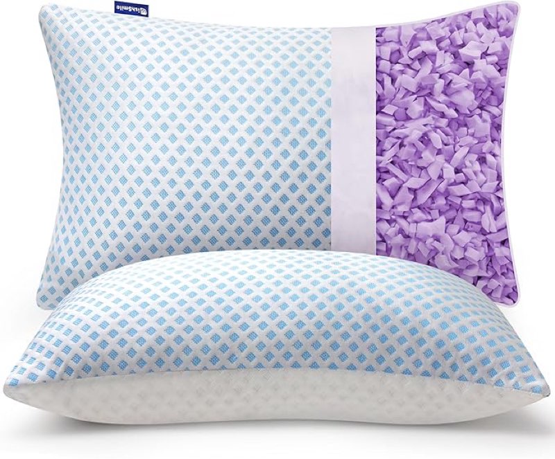 Cooling Memory Foam Pillows Queen Size 2 Pack, Adjustable Shredded Foams, Soft Firm Bed Pillow for Sleeping with Hypoallergenic Zipper Pillow Cover for Side, Back Sleepers, 20x30In