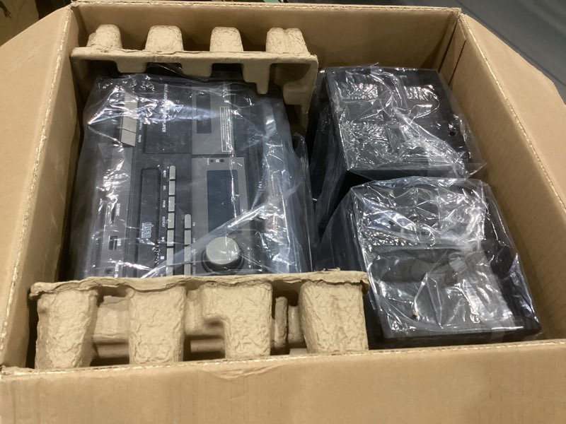 Condition photo showing New/Like New for 10 in 1 Vintage Record Player, 3 Speed Turntable with 2 External Speakers, Wireless Bluetooth, CD Cassette Player, USB SD MMC, AM FM Radio with Remote Control, NOT TESTED