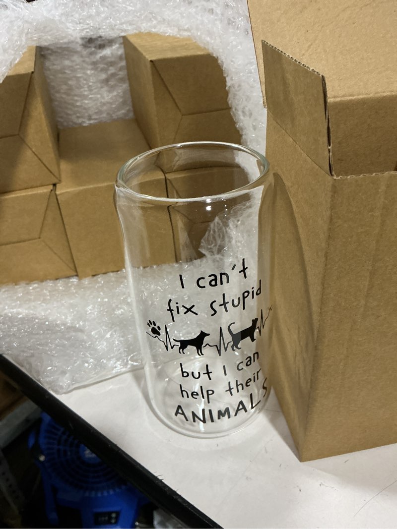 Condition photo showing Good Condition for jingmore 6 pcs appreciation cups gifts 16oz drinking glasses with lids and straw for african american medical assistant tech vet receptionist housekeeper bus driver book lover(i save animals)