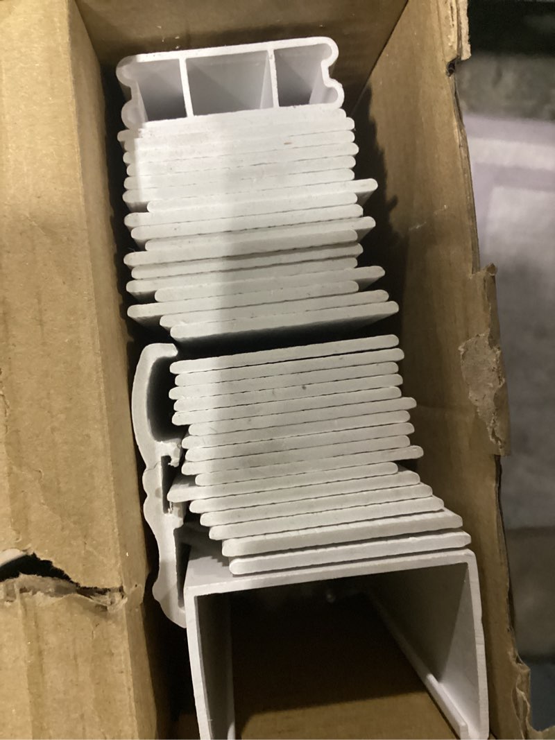 Condition photo showing As Is for allen + roth Trim at Home 2-in Slat Width 31-in x 64-in Cordless White Faux Wood Room Darkening