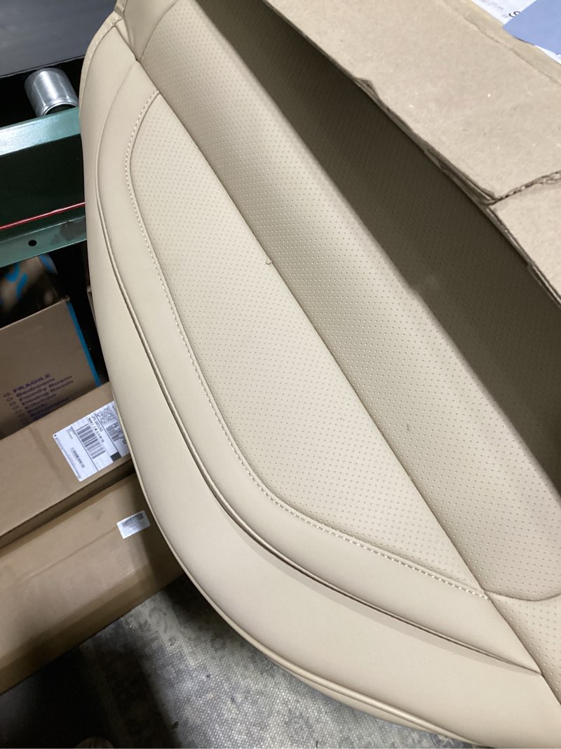 Condition photo showing As Is for coverado car seat covers full set, beige seat covers front seats back seat covers, nappa leather waterproof car seat cover, car seat cushion, car seat protector universal fit most cars z-beige fullset
