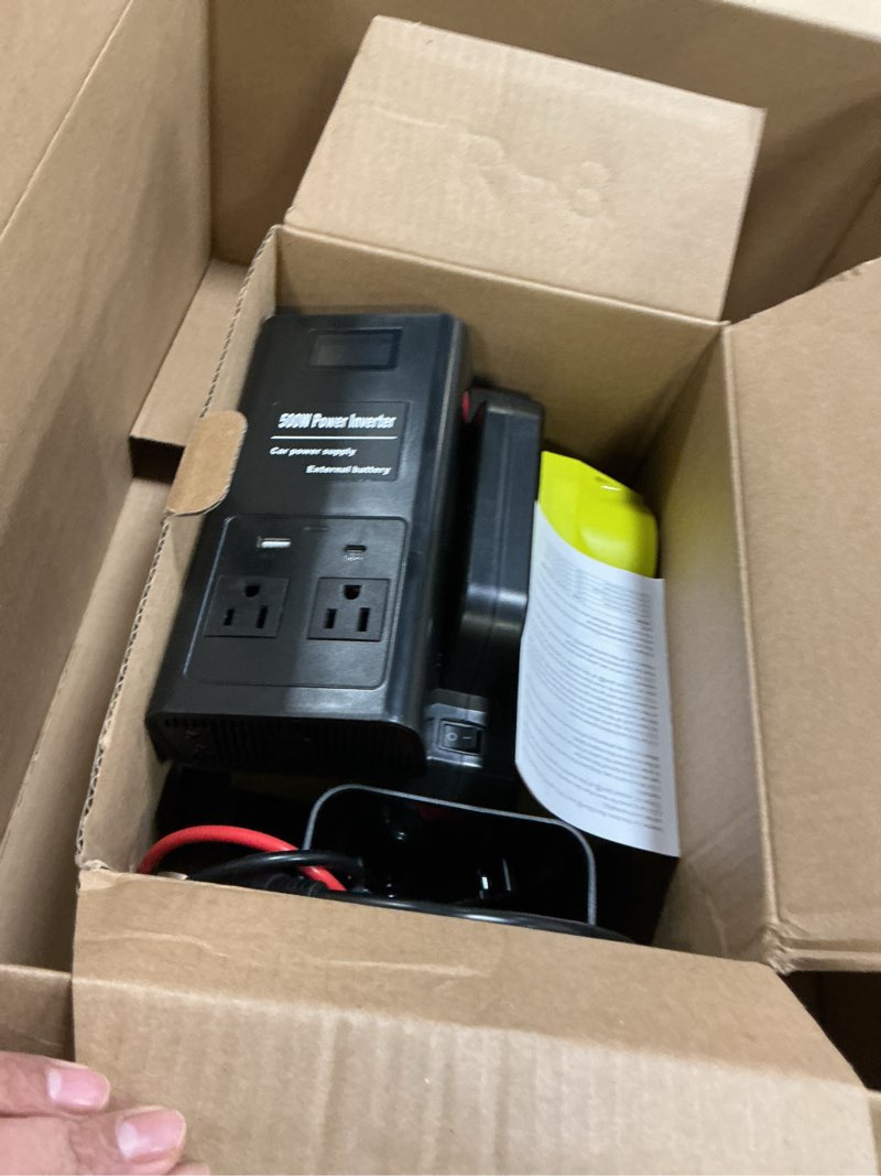 Condition photo showing Good Condition for 500W Pure Sine Wave Power Inverter for Ryobi 18V Battery, 4-Ports DC 18V to AC(2 Outlets) 120V Car Charger Plug Inverter Adapter Converter for Camping, Travel, Emergencies(Tool Only)