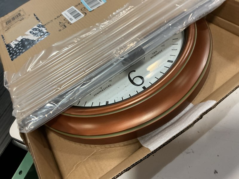 Condition photo showing Good Condition for la crosse technology 404-59907-int 18-inch indoor/outdoor classic antique copper atomic analog wall clock round clocks/18 inch/ copper copper 18x18