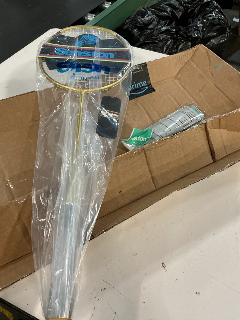 Condition photo showing Good Condition for ((only 1)nsenston n80 badminton rackets set - full carbon-fiber 5u lightweight racquets with anti-slip grips & 2 carry bags, outdoor/backyard sports for adults, teens, family games black+blue