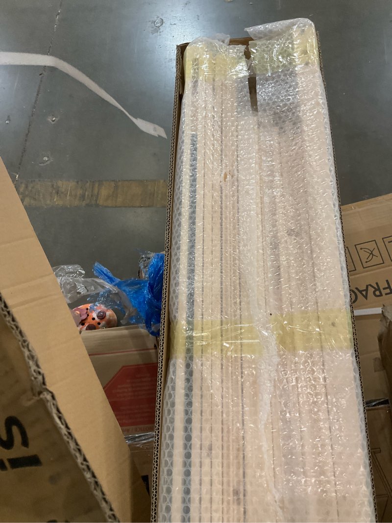 Condition photo showing As Is for smartstandard 36in x 84in sliding barn door with 6.6ft barn door hardware kit included, unfinished solid spruce wood door, assembly required, diy, stainable, natural 36"x84" natural
