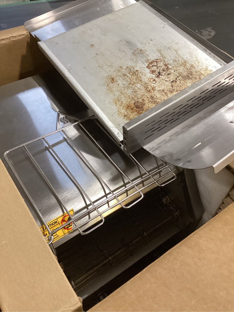 Condition photo showing Good Condition for dyna-living commercial toaster 300 slices/hour conveyor toaster commercial 1900w heavy-duty stainless steel rotating toasters oven for restaurant, conveyor belt toasters for bun, bagel, bread 300 pcs/h