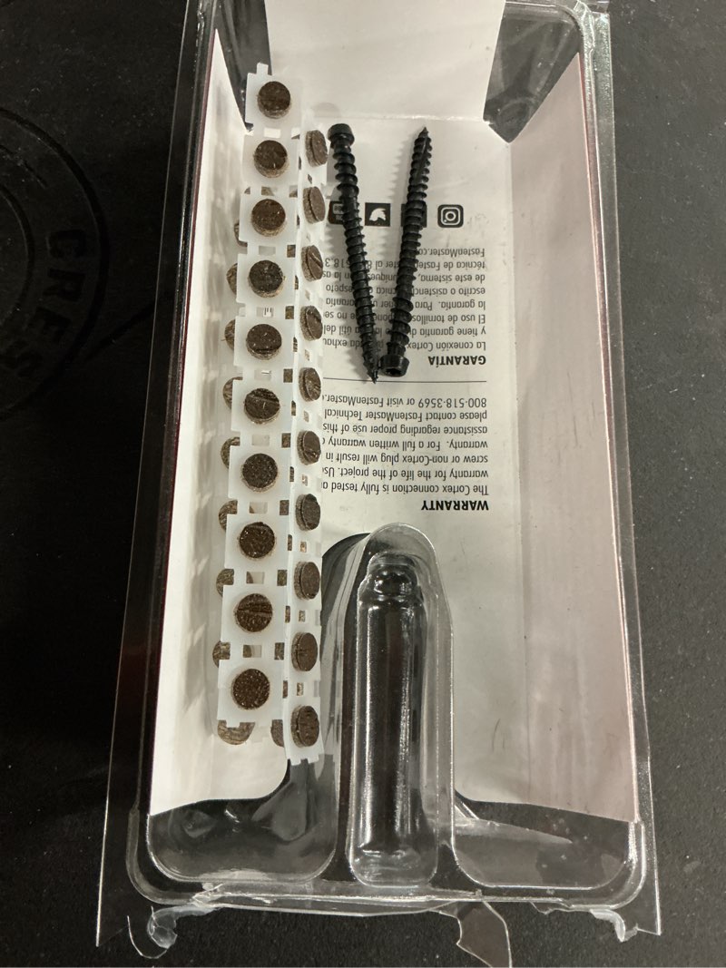 Condition photo showing As Is for fastenmaster collated cortex hidden fastening system for trex transcend decking - 2-1/2 in. screws and plugs in spiced rum (50 lf)