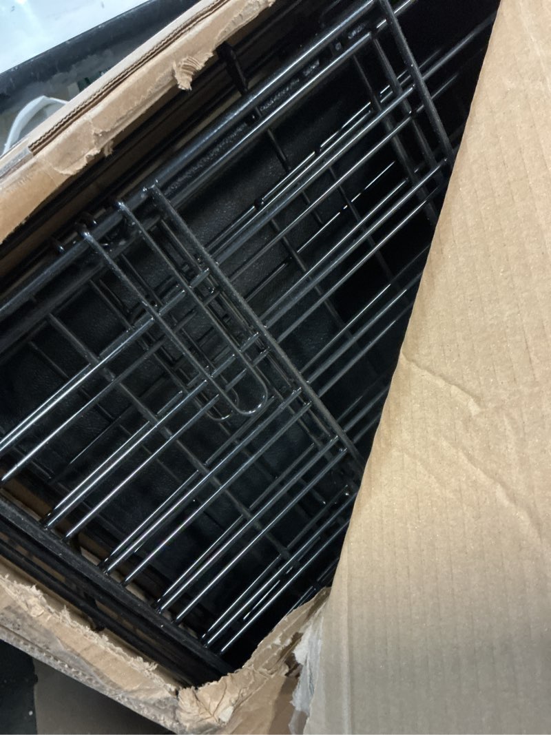 Condition photo showing Good Condition for dog crate - 36 inch medium double door portable dog cage, metal wire pet kennel with secure lock, leak-proof pan tray, foldable design for dogs pets indoor training and outdoor travel