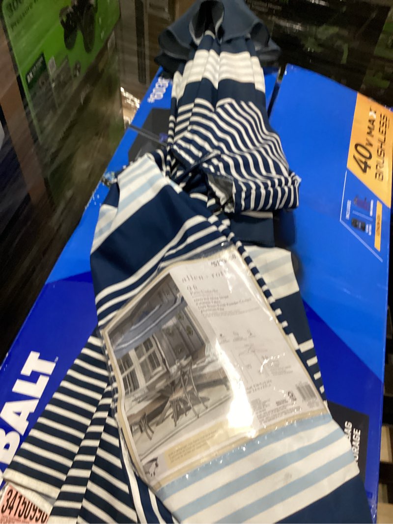 Condition photo showing Good Condition for allen + roth 9-ft aluminum blue auto-tilt market patio umbrella