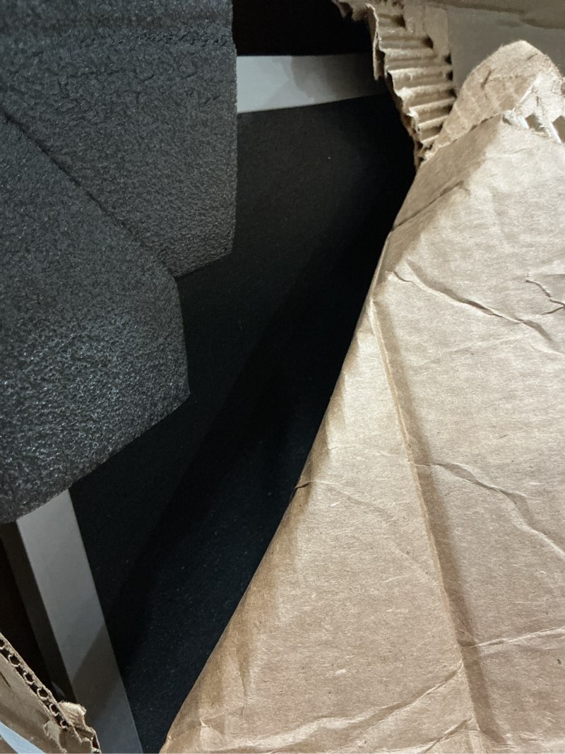 Condition photo showing As Is for 4 x 5 ft. recycled rubber bulletin board, satin aluminum frame, black