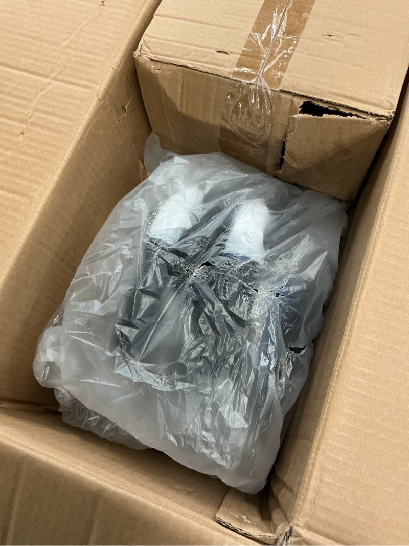 Condition photo showing New/Like New for Drive Medical Blue Streak Lightweight Foldable Wheelchair for Adults, Seniors, and Disabled - Swing-Away Elevating Leg Rests and Flip-Back Padded Arms - Black/Blue 20 Inch