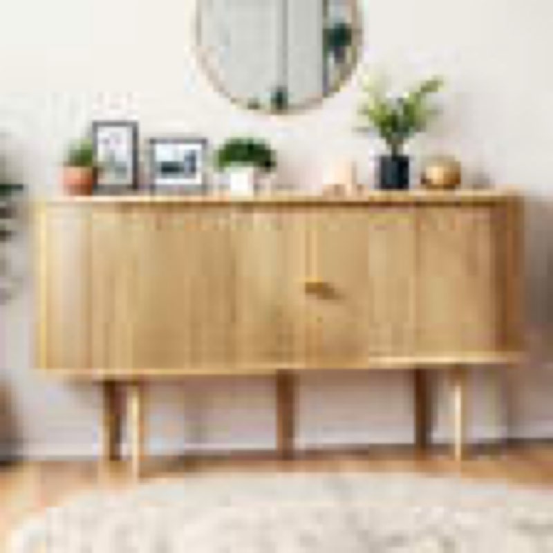 Baheerah 55" Mid Century Modern Sideboard With Tambour Door & Solid Wood Legs