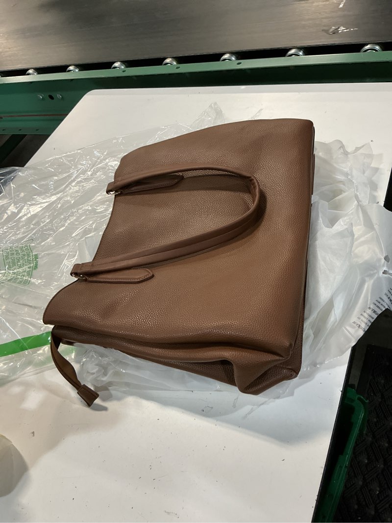 Condition photo showing New/Like New for lovevook laptop tote bag for women 15.6 in work bags with triple compartments large faux leather computer office briefcase 15.6 inch deep brown