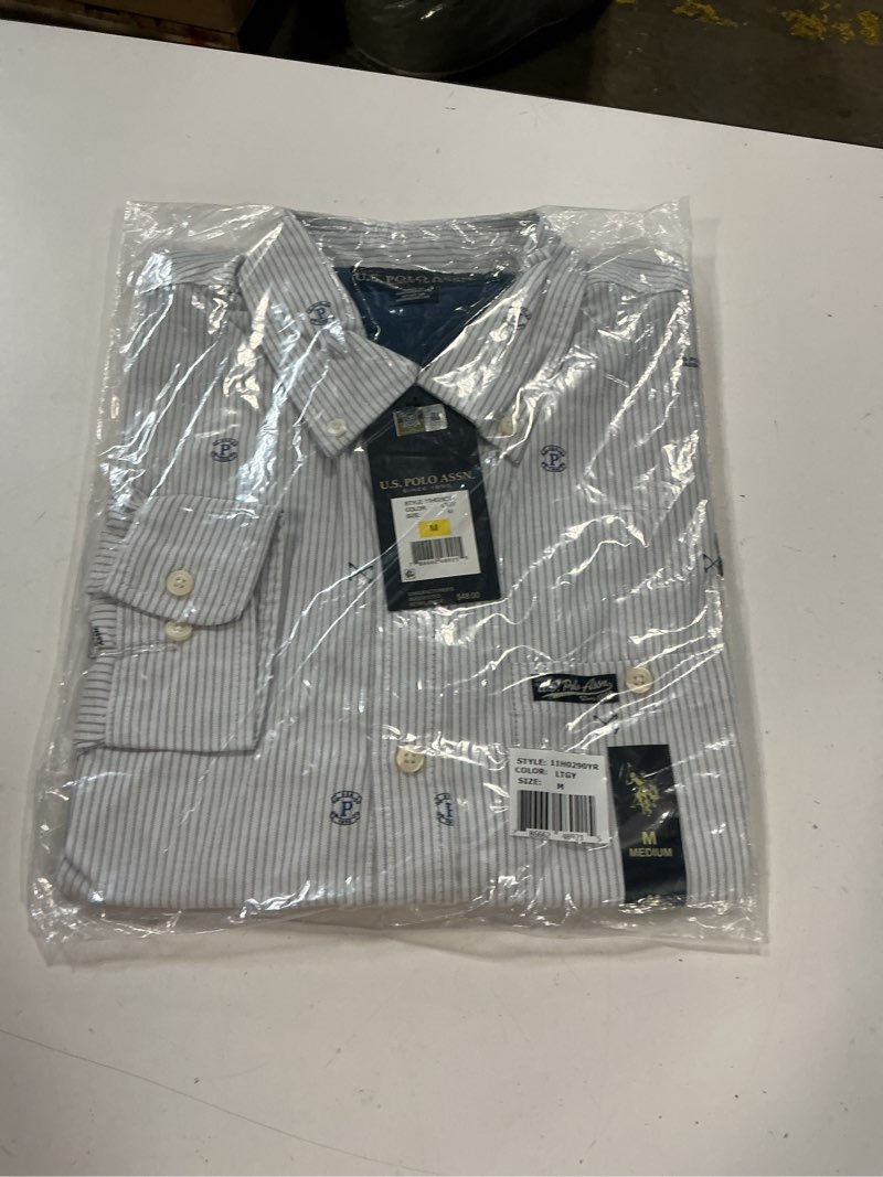 Condition photo showing New/Like New for (size m)long sleeve peached heather chest stripe shirt