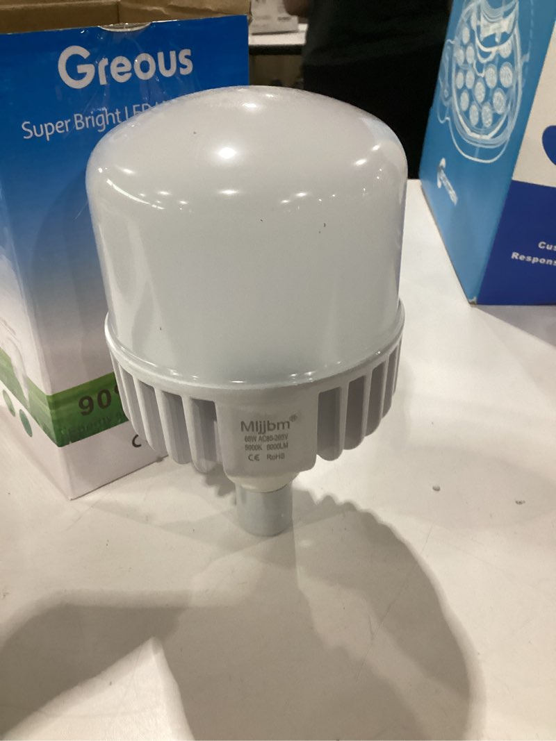 Condition photo showing As Is for 400w-500w equivalent led light bulb,6000 lumen 5000k bright daylight white bulbs,high lumen e26/e27 medium base for outdoor indoor garage warehouse workshop factory street backyard large area