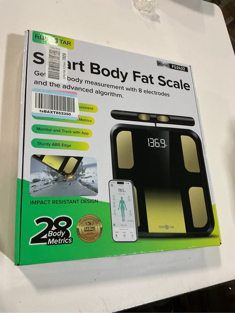 Condition photo showing New/Like New for RunStar Smart Scale for Body Weight, Full-Body Bathroom Scale with 8 Electrodes for BMI, Muscle Mass, 3-Metric Display, High-Accuracy Body Composition Monitor with 28 Metrics & App Connectivity