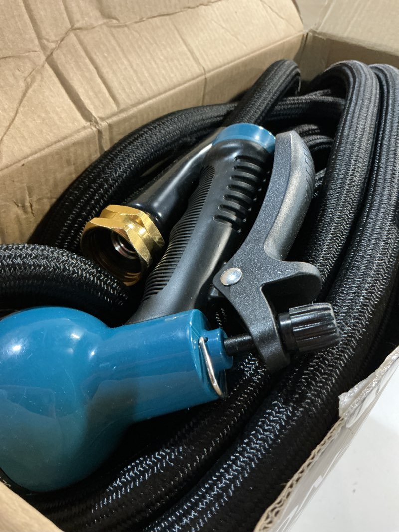 Condition photo showing Good Condition for garden hose 100ft non-expanding, lightweight hose with 10-function nozzle, leak-proof, no-knot, easy to carry, wear-resistant, sturdy 3/4ght flexible water hose for yard garden outdoor black 100ft