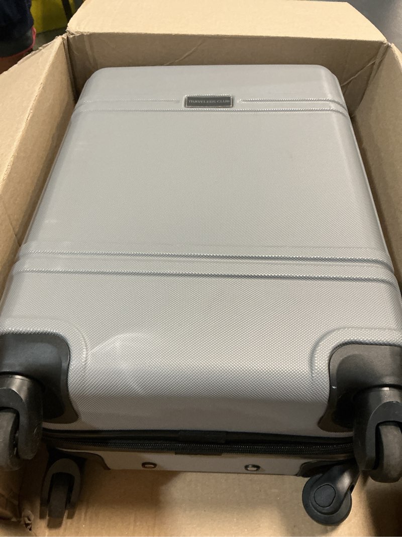 Condition photo showing As Is for Travelers Club Skyline 20" Carry-On Spinner Luggage, Gray 22-Inch Carry-On Gray