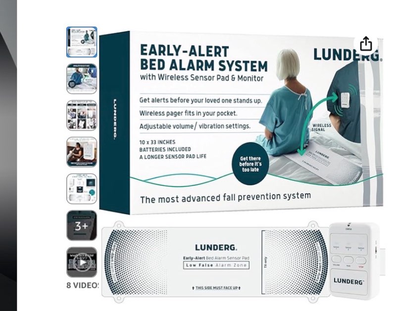 Lunderg Early Alert Bed Alarm for Elderly Adults - Wireless Sensor Pad & Pager - with Pre-Alert Smar