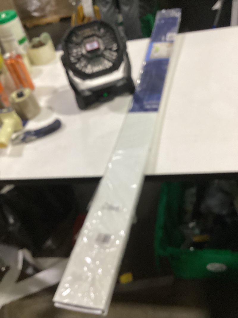 Condition photo showing As Is for levolor trim+go 3.5-in slat width 45.5-in x 54-in cordless white room darkening blinds