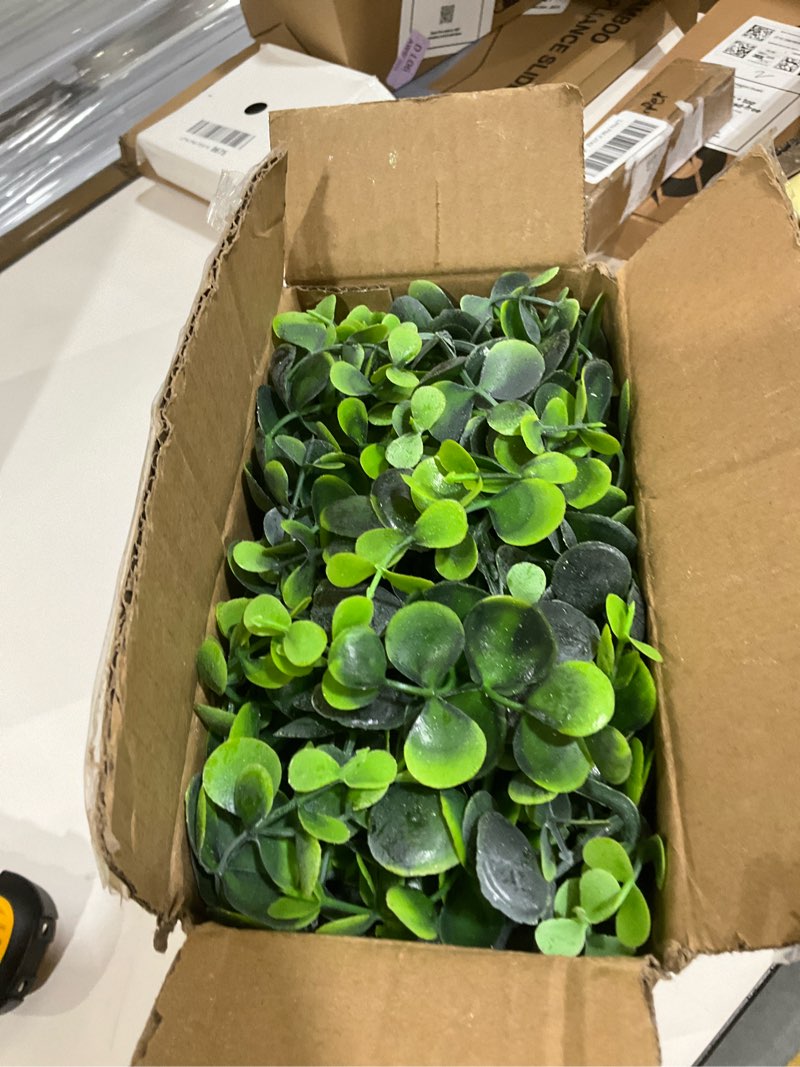 Condition photo showing As Is for DearHouse 4 Pack Faux Eucalyptus Garland Plant, Artificial Vines Hanging Eucalyptus Leaves Greenery Garland for Wedding Backdrop Arch Wall Decor, 6 Feet/pcs UV Protected Indoor Outdoor