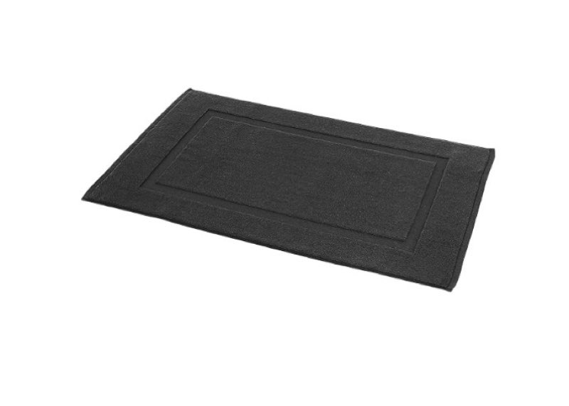 amazon basics banded bathroom bath rug mat, size 24” x 48” black