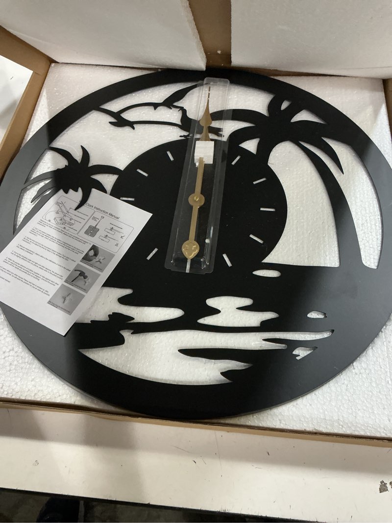 Condition photo showing New/Like New for feedback   /60cm large wall clocks battery powered no ticking silent 24inches palm trees