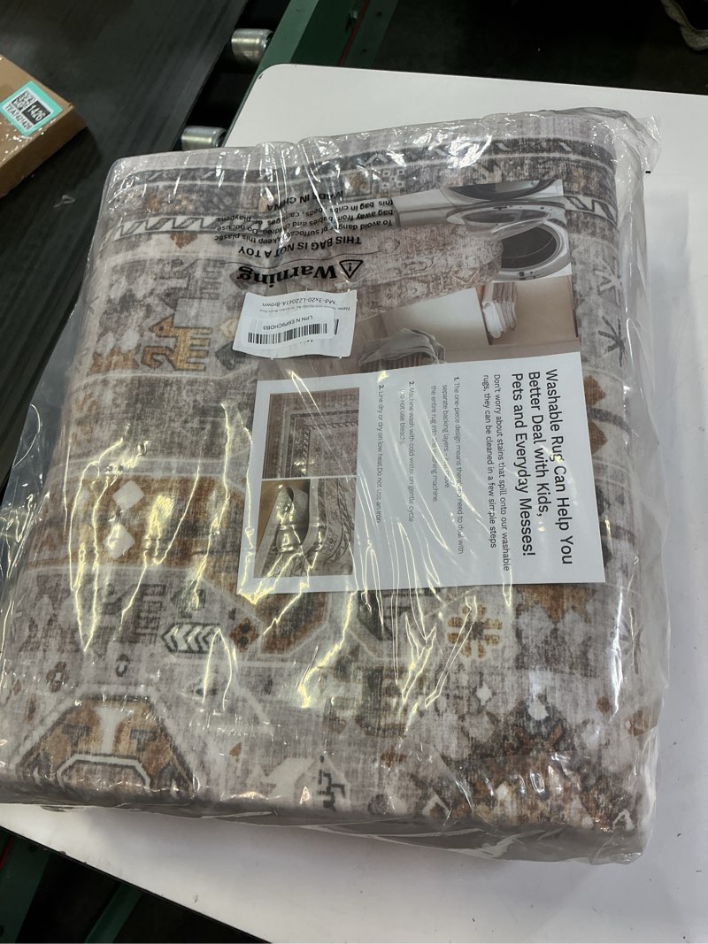 Condition photo showing New/Like New for madane 3x20 hallway runner rug - extra long carpet runners for hallways 20ft non slip stain resistant rugs runner for living room bedroom 20 feet distressed floor carpet for kitchen, brown/gold brown/gold 3' x 20' (runner)
