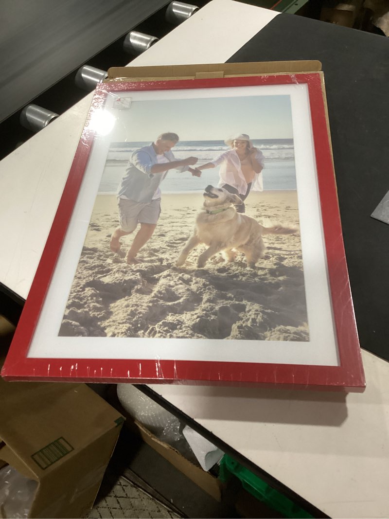 Condition photo showing New/Like New for decoruhome 4x4 picture frame, display pictures 4x4, wall & tabletop display photo frame, red, 1 pack red 4x4