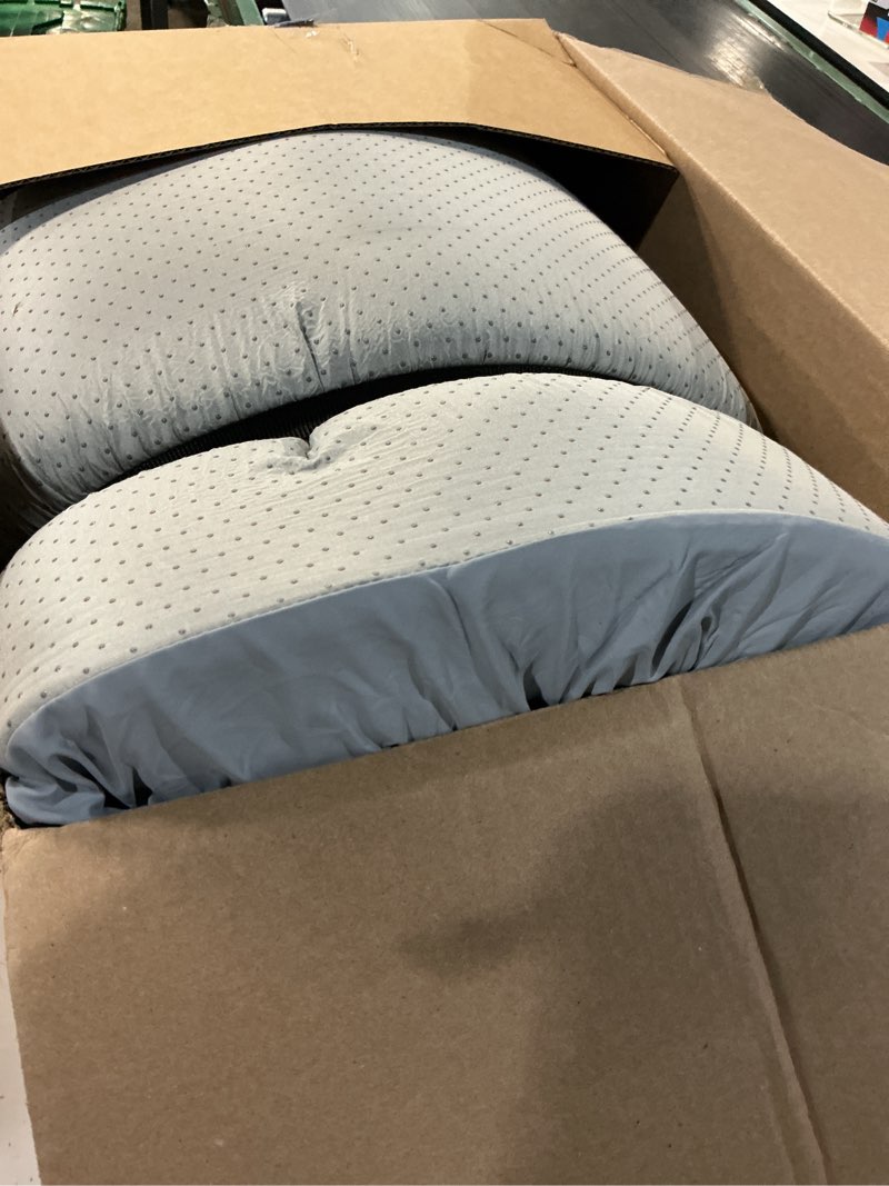 Condition photo showing Good Condition for memory foam camping cot pad, 3 inch sleeping pad with waterproof cover | non-slip portable roll up cot pad for travel truck bed tent, easy care, grey