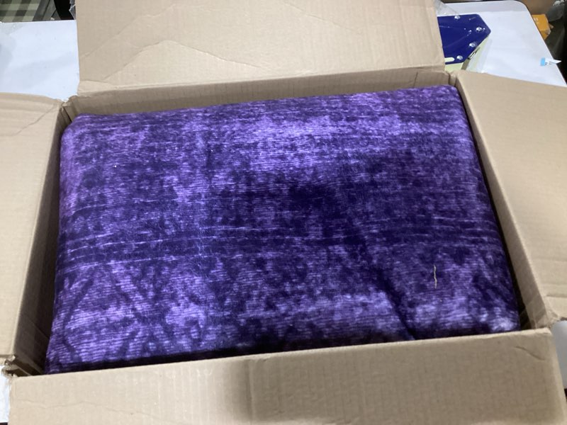 Condition photo showing Good Condition for Kokia Abstract Area Rugs Washable Indoor 6x9 Rug Boho Distressed Retro Low Pile Non-Slip Non-Shedding Carpet Bedroom Living Room Dining Room, Purple Rug, Oslo Dusty Graphite/Plum/Violet/Dusty 6' x 9' (Rectangular)