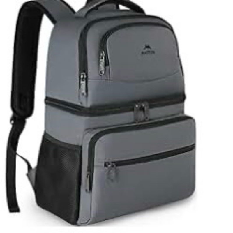 matein cooler backpack, 26 cans insulated lunch backpack for men women, leakproof double layer lunch cooler bag lightweight soft lunch backpack with cooler compartment, beach camping hiking beer gifts