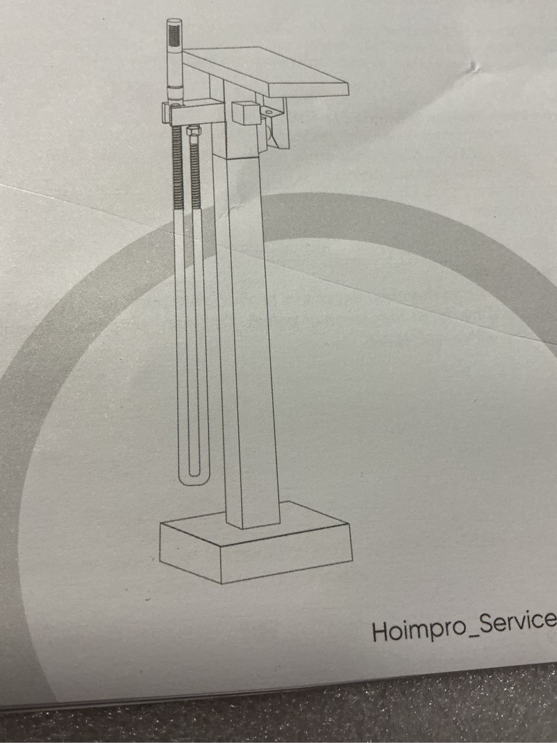 Hoimpro Tub Filler Freestanding Bathtub Faucet Matte Black Floor Mount Tub Faucet Waterfall Free Standing Bathtub Filler High Flow Brass Bath Shower Faucets with Handheld Sprayer