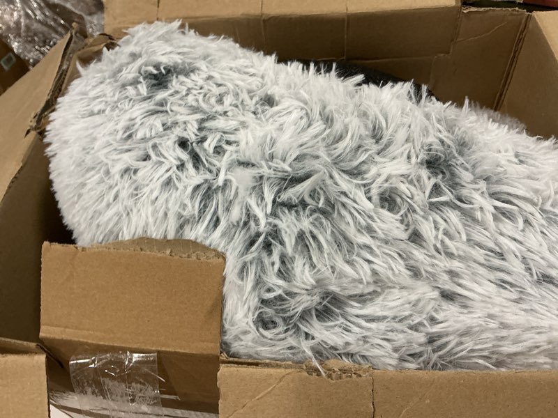 Condition photo showing As Is for WESTERN HOME WH Calming Dog & Cat Bed, Anti-Anxiety Donut Cuddler Warming Cozy Soft Round Bed, Fluffy Faux Fur Plush Cushion Bed for Small Medium Dogs and Cats (20"/24"/27"/30") 30.0"L x 30.0"W x 8.0"Th Light Grey