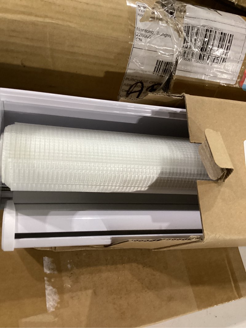 Condition photo showing As Is for zebra roller shades, dual layer roll up blind for living room, semi sheer shades window privacy light control for day and night, (maximum height 72inch, white color, width 35 inch) 35"w x 72"h white